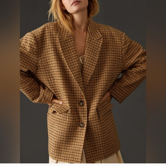 STELLA NOVA Jackets & Blazers - STELLA NOVA Sz 4/36 Louanna Plaid Wool Blend Blazer 2 Button OVERSIZED Tailored